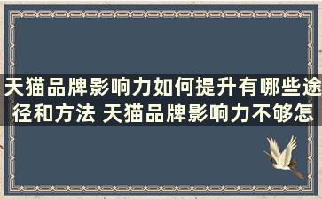 天猫品牌影响力如何提升有哪些途径和方法 天猫品牌影响力不够怎么解决